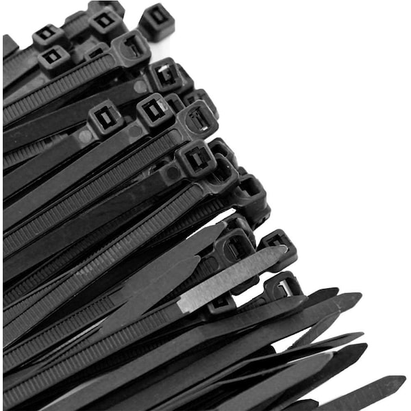 Cable Tie, 11 in L, 3 in Max Bundle Dia., UV Resistant Black, Nylon 6/6, 50 lb Strength, 100 PK